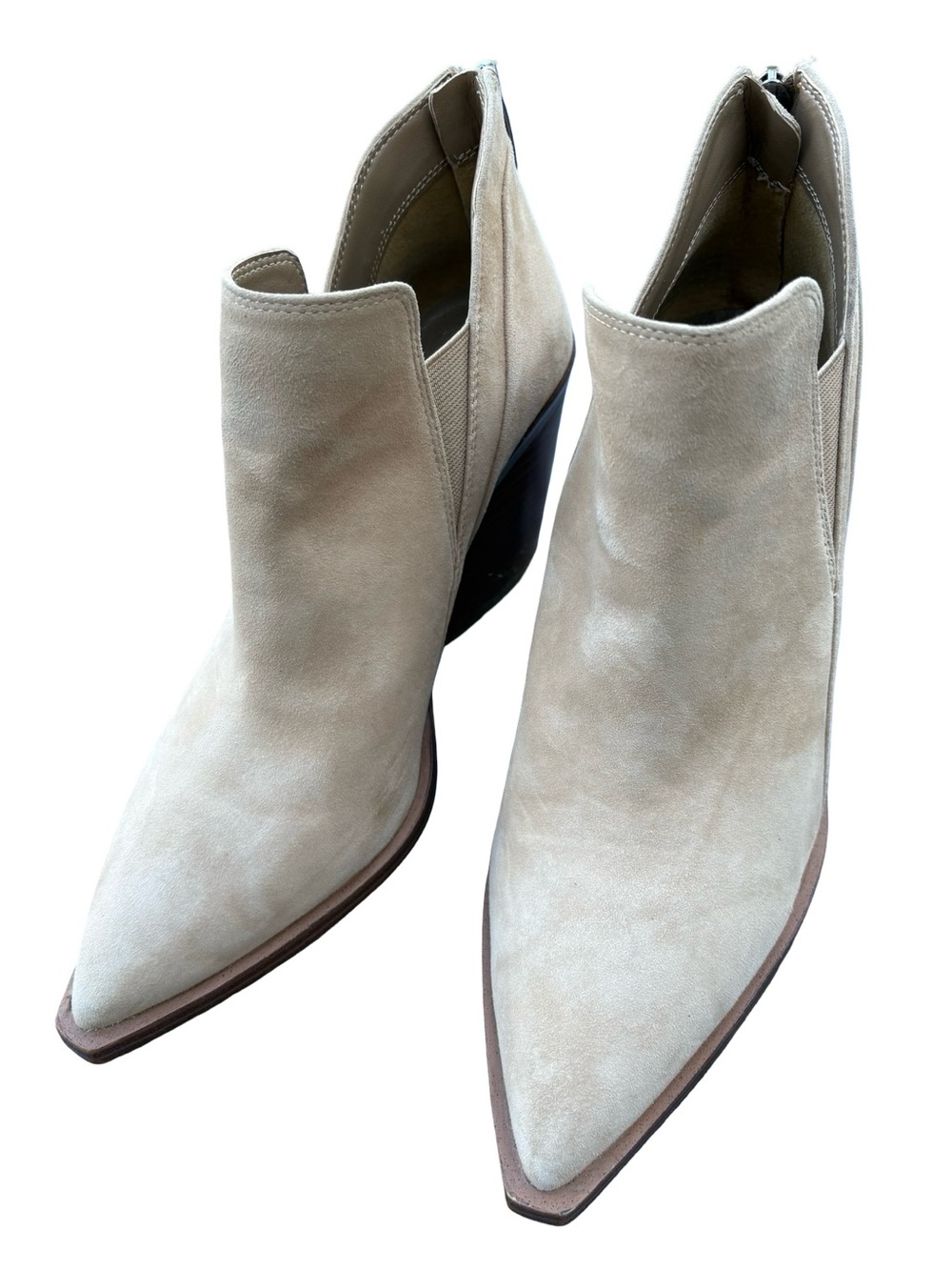 Beige Suede Pointed Toe Ankle Boots - Women